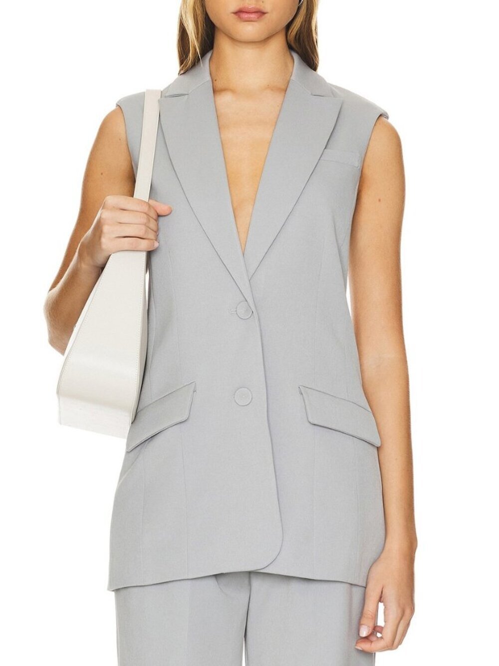 New Favorite Daughter Nadine Sleeveless Blazer Vest Gray XS $298